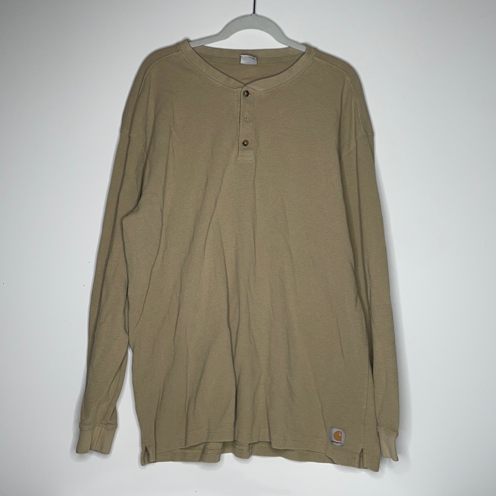 Carhartt Long Sleeve Shirt sz‎ 2XL Tan logo